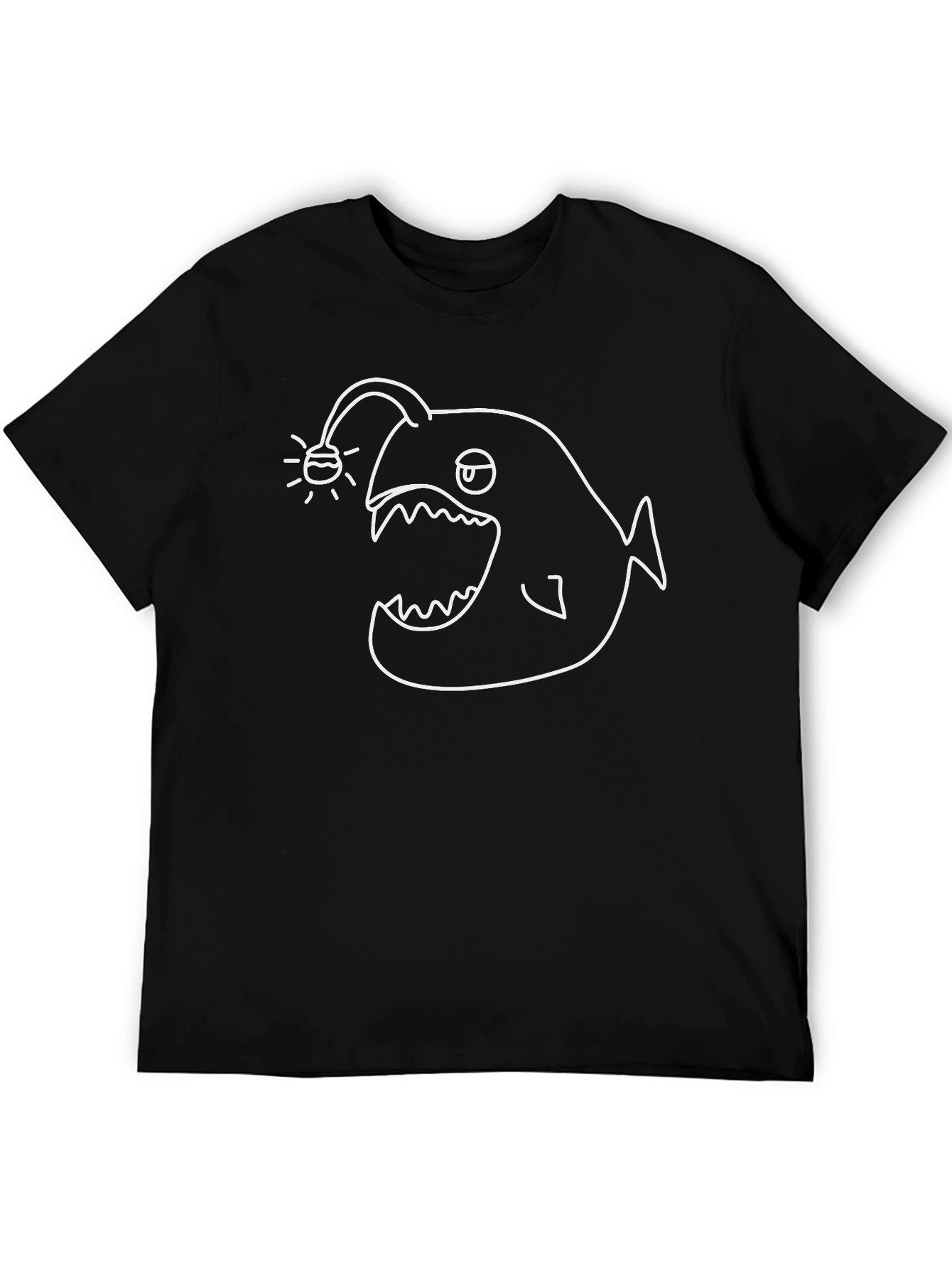 Anglerfish Graphic Tee - Black Cotton T-Shirt
