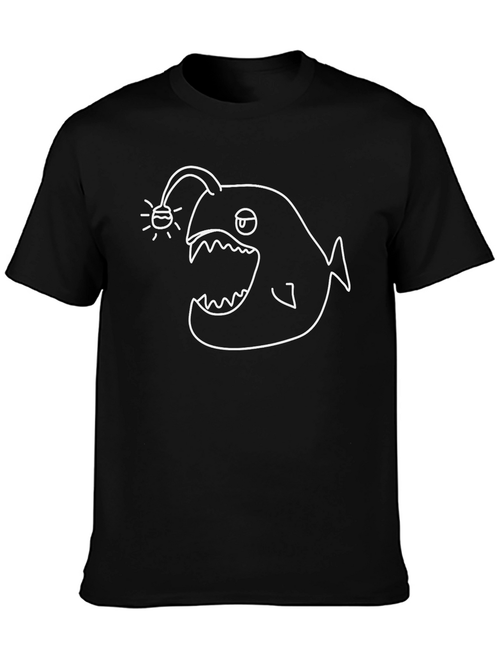 Anglerfish Graphic Tee - Black Cotton T-Shirt
