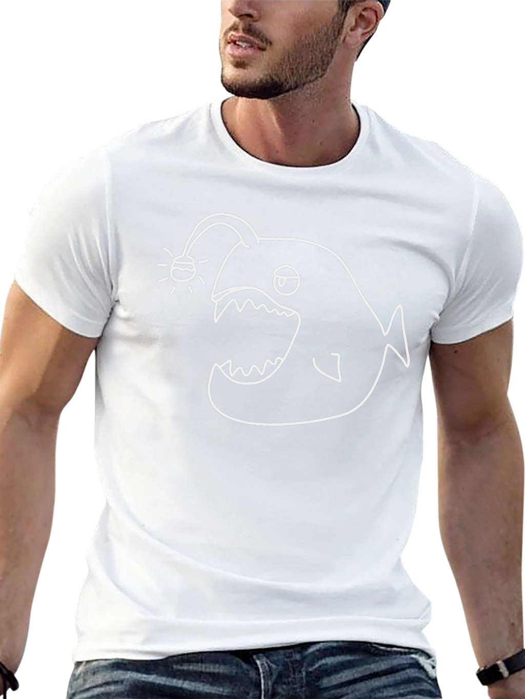 Anglerfish Graphic Tee - Black Cotton T-Shirt