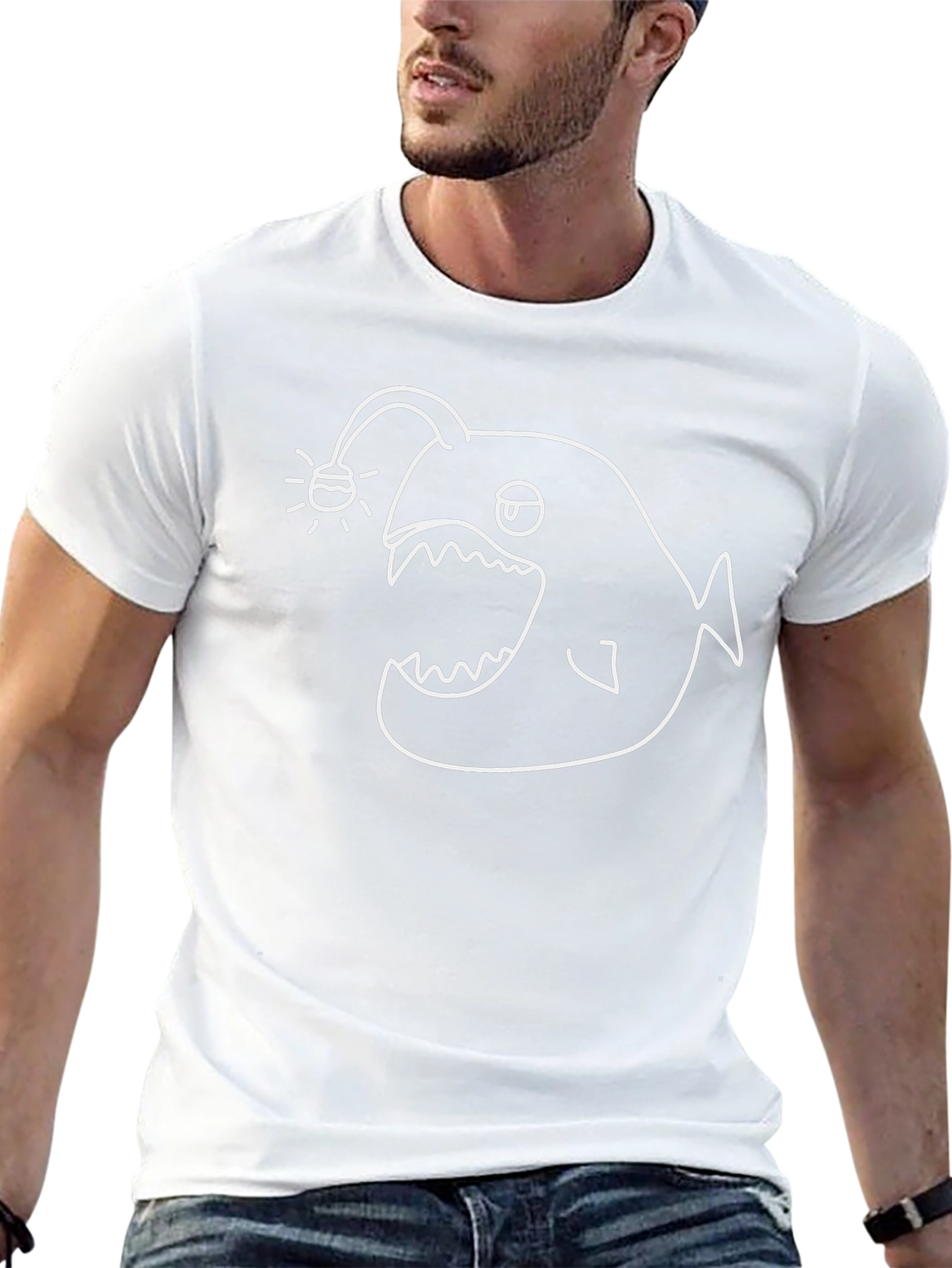Anglerfish Graphic Tee - Black Cotton T-Shirt