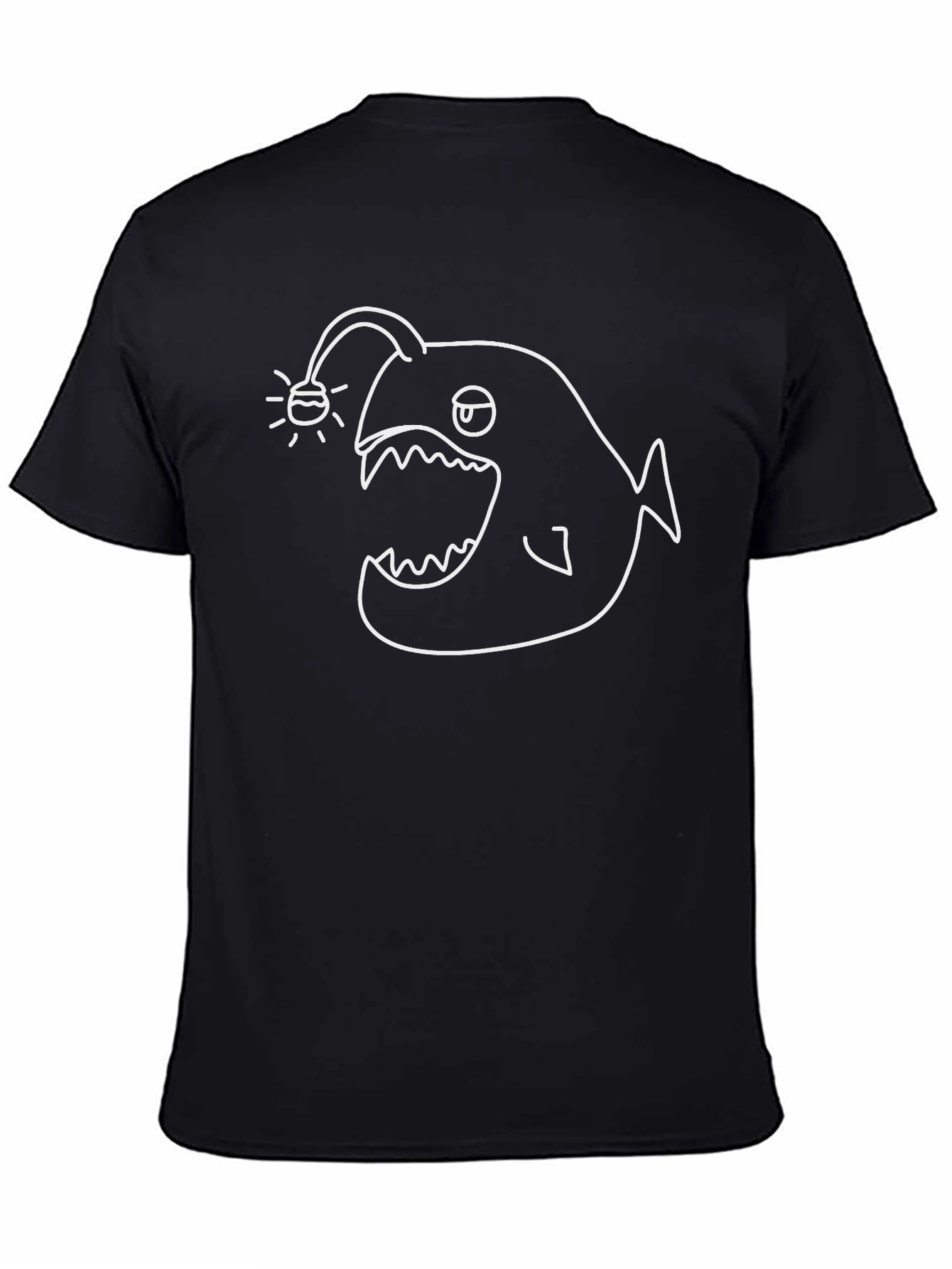 Anglerfish Graphic Tee - Black Cotton T-Shirt