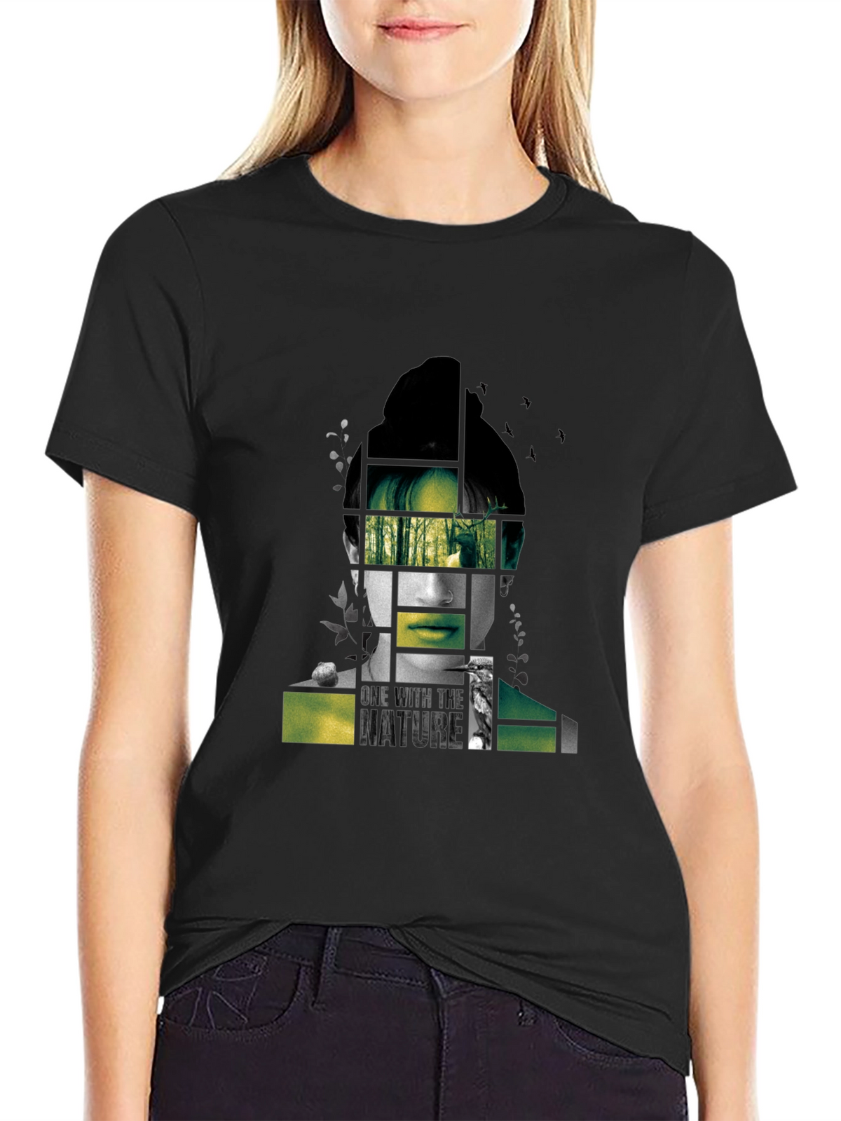 Nature Portrait Graphic Tee - Modern Black T-Shirt