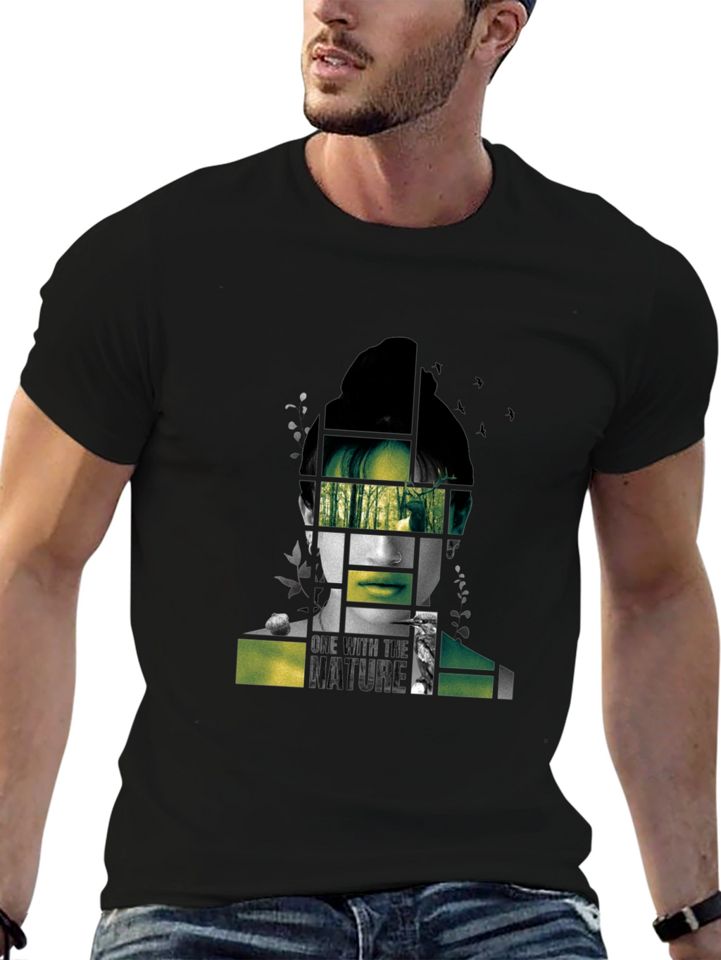 Nature Portrait Graphic Tee - Modern Black T-Shirt