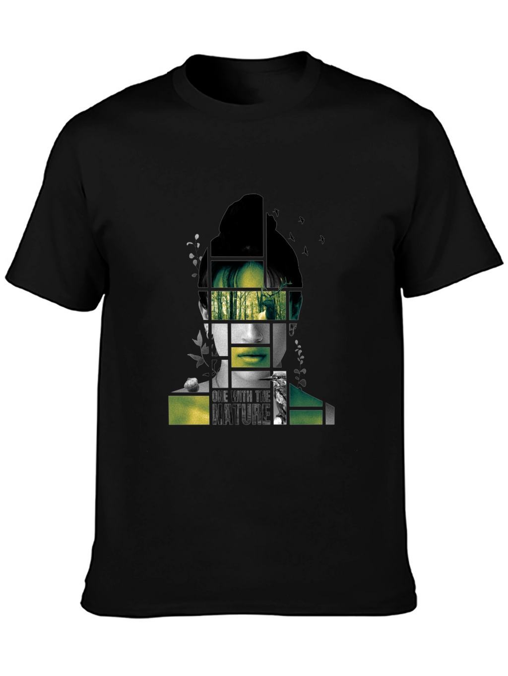 Nature Portrait Graphic Tee - Modern Black T-Shirt