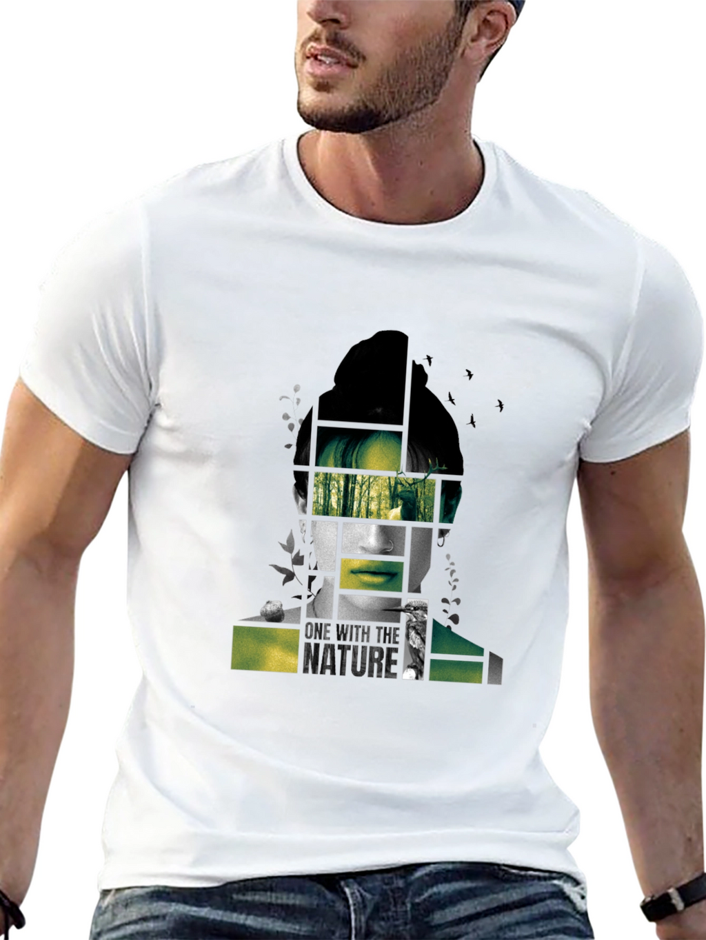 Nature Portrait Graphic Tee - Modern Black T-Shirt