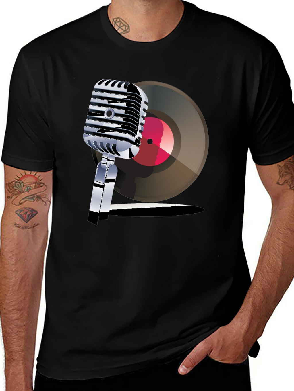 Retro Microphone & Record Graphic Tee