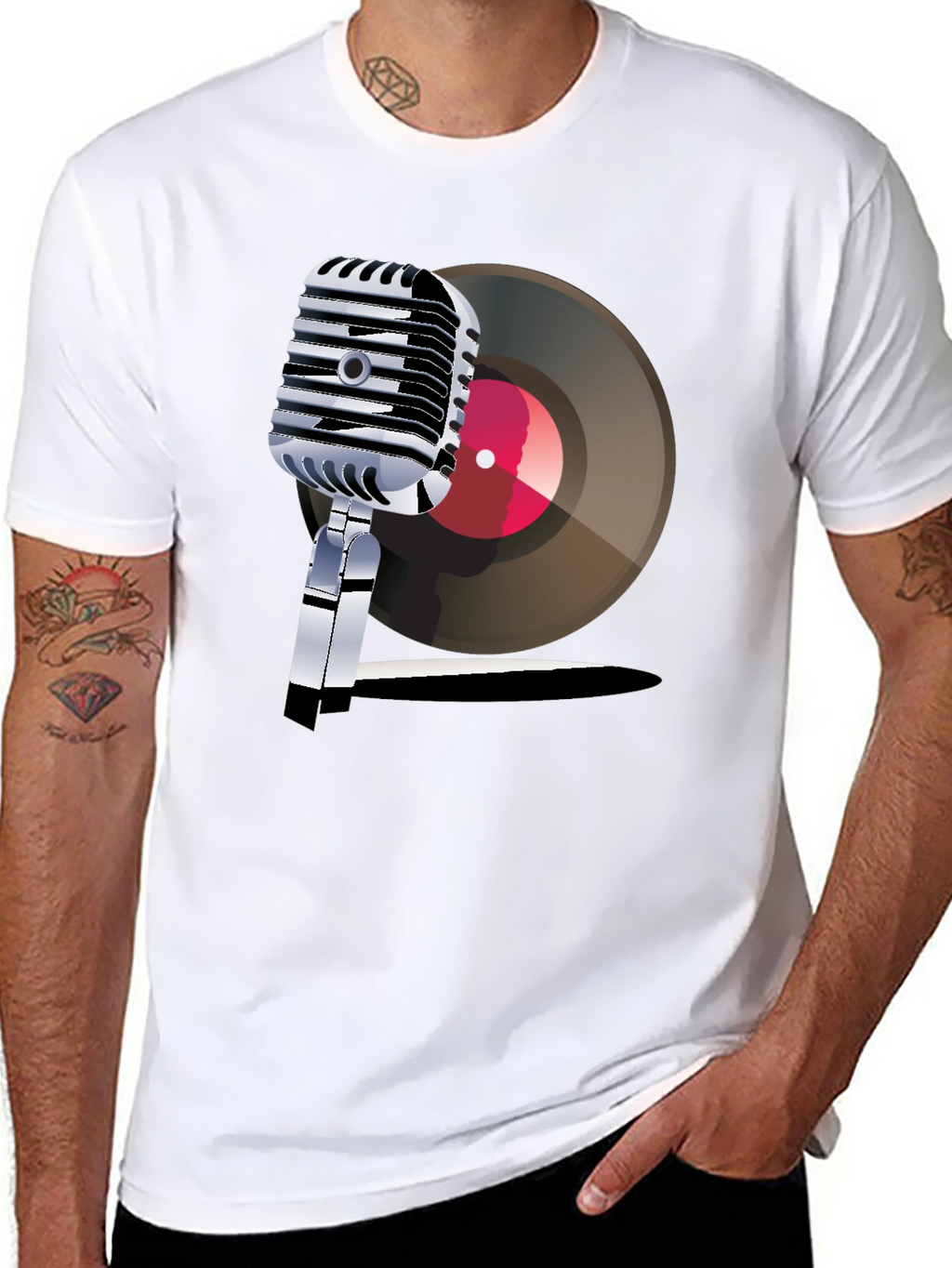 Retro Microphone & Record Graphic Tee