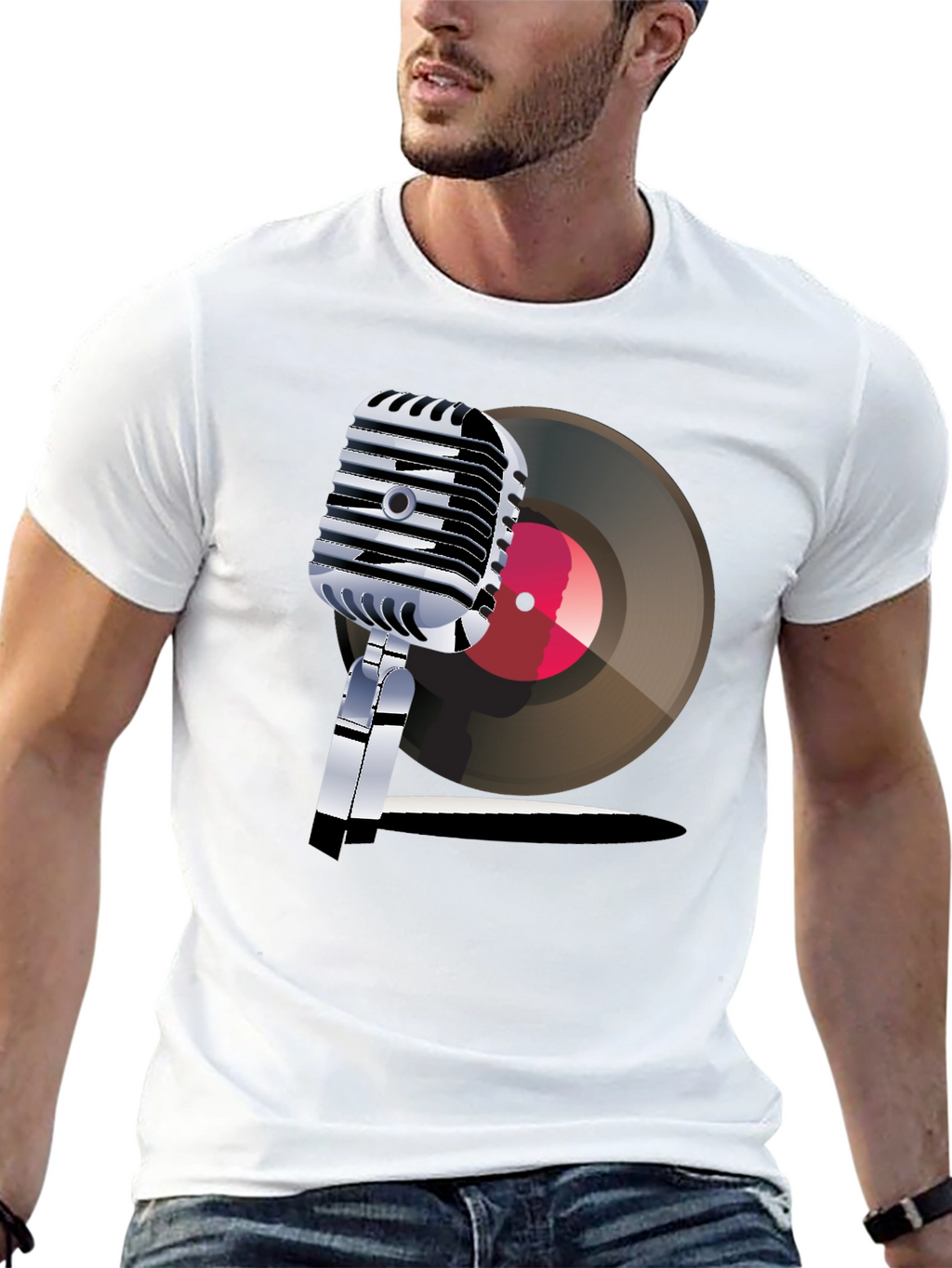 Retro Microphone & Record Graphic Tee