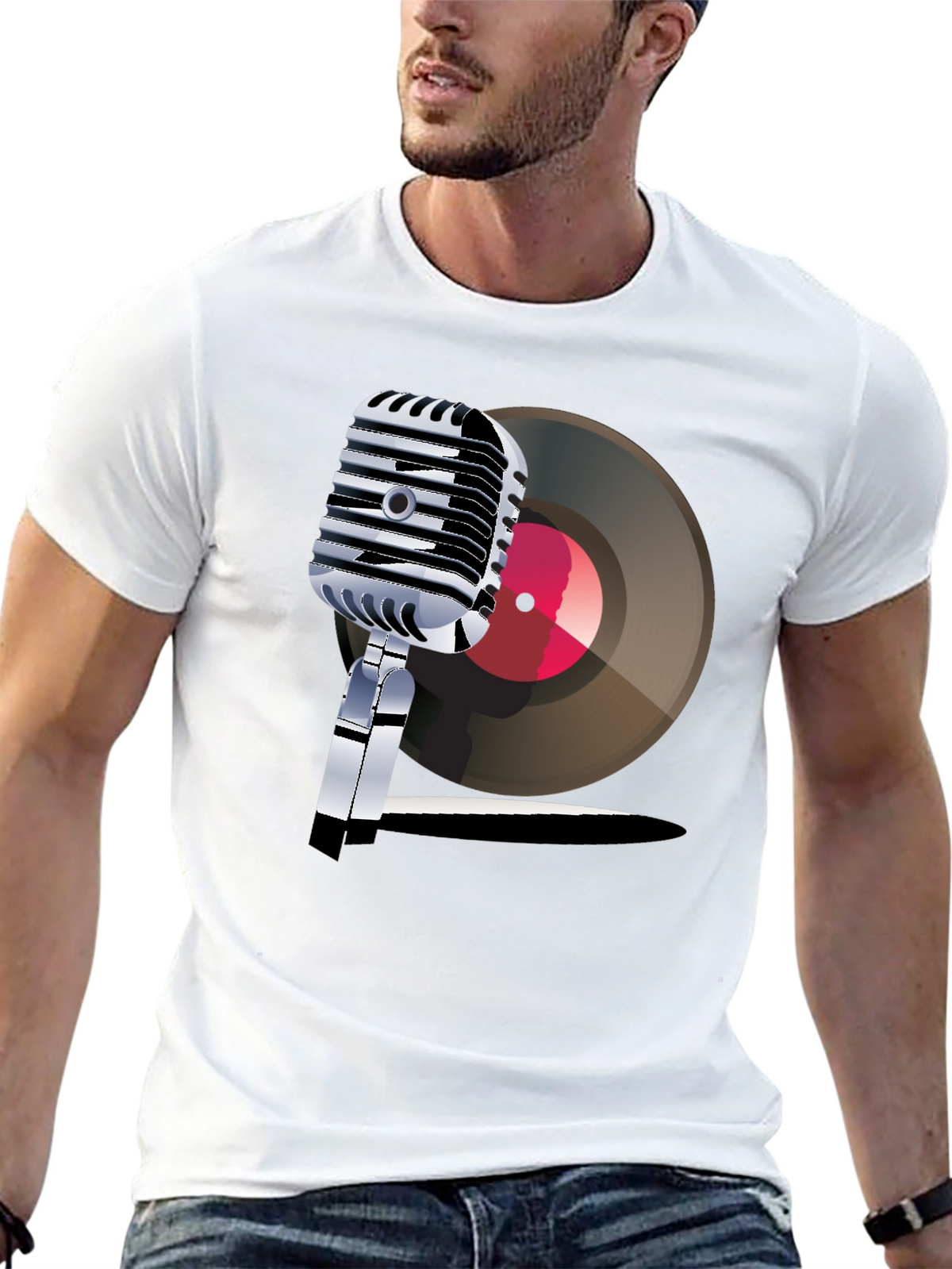 Retro Microphone & Record Graphic Tee