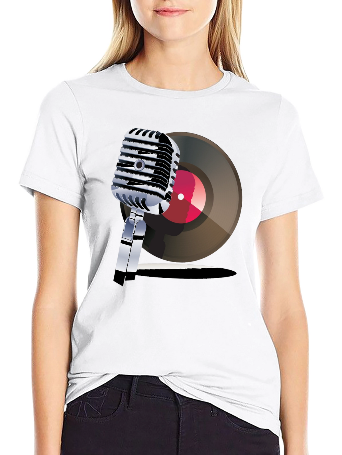 Retro Microphone & Record Graphic Tee