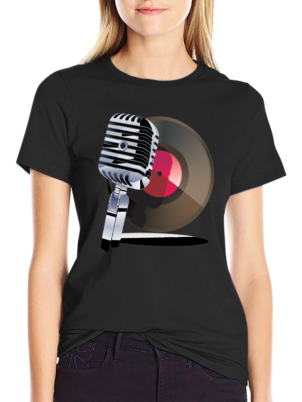 Retro Microphone & Record Graphic Tee