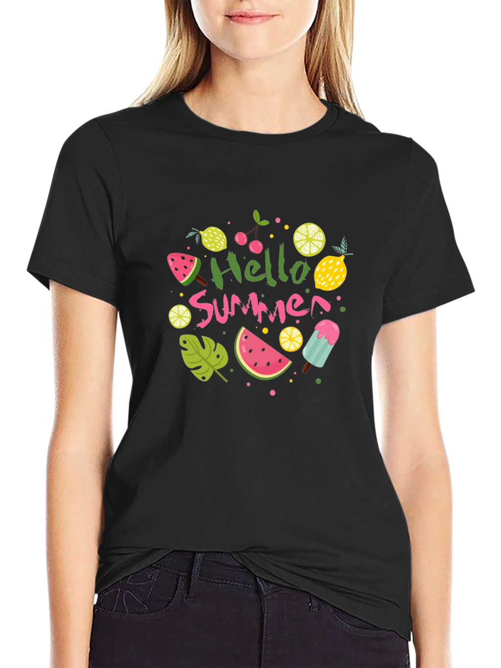 Hello Summer Graphic Tee - Black