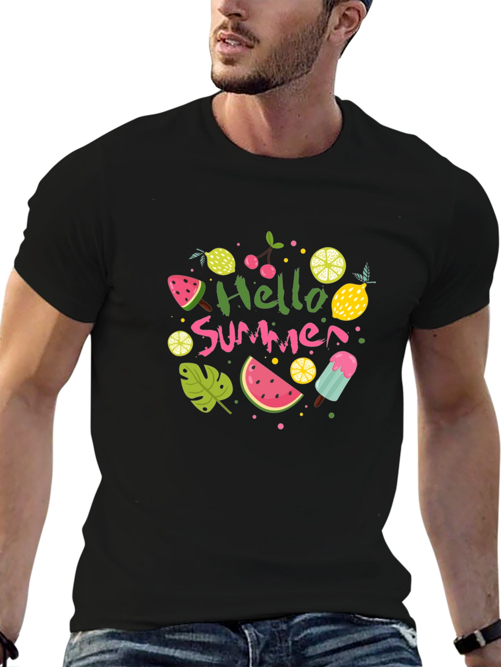 Hello Summer Graphic Tee - Black