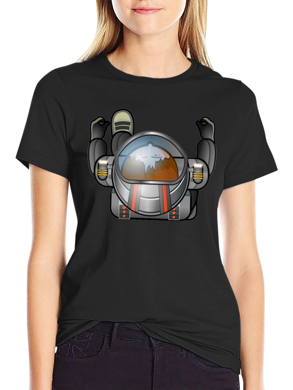 Astronaut Graphic Tee - Black Crew Neck