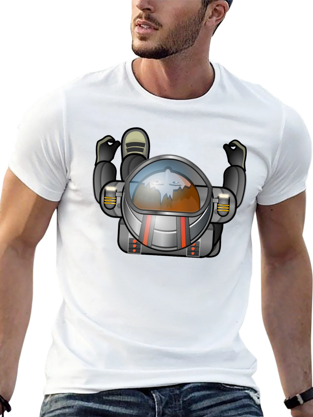 Astronaut Graphic Tee - Black Crew Neck