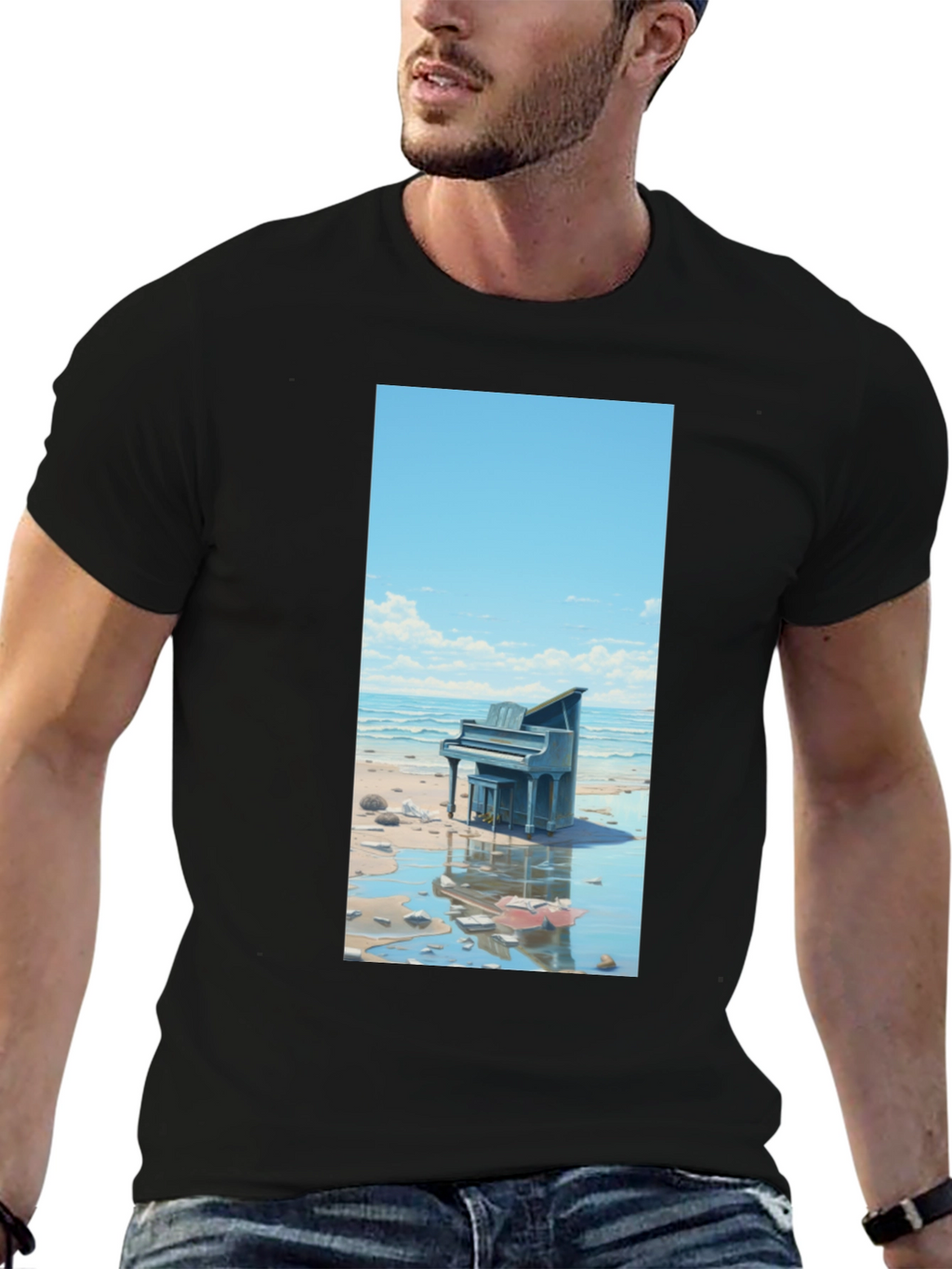 Beach Piano Graphic Tee - Unique Design