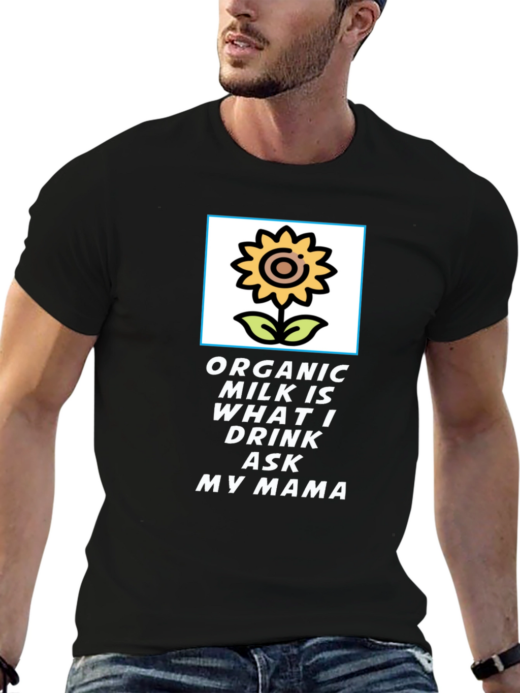 Organic Milk T-Shirt: Sunflower Design