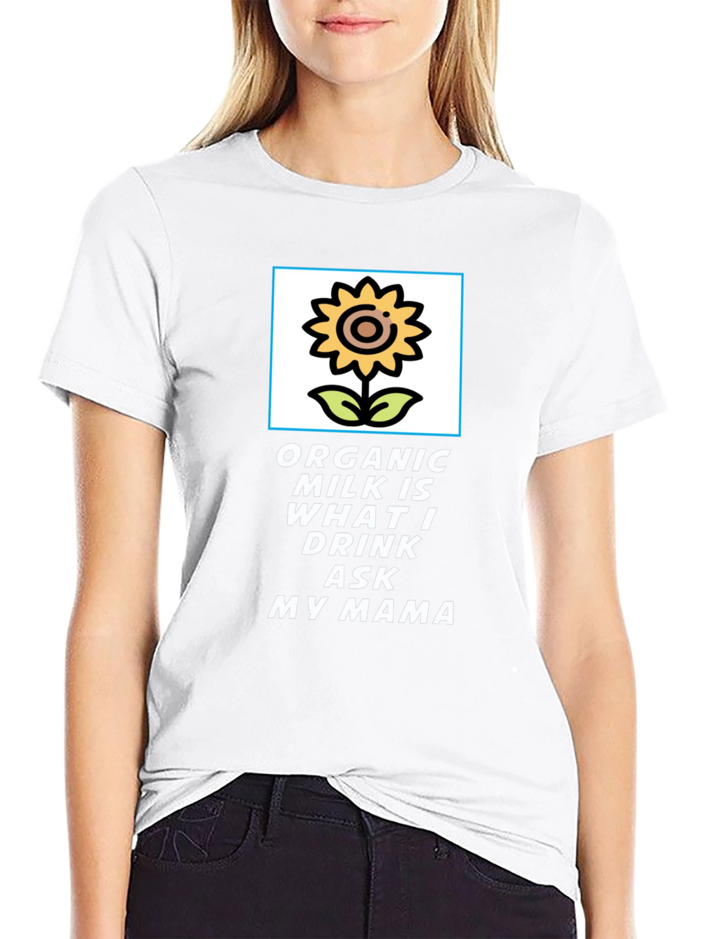 Organic Milk T-Shirt: Sunflower Design