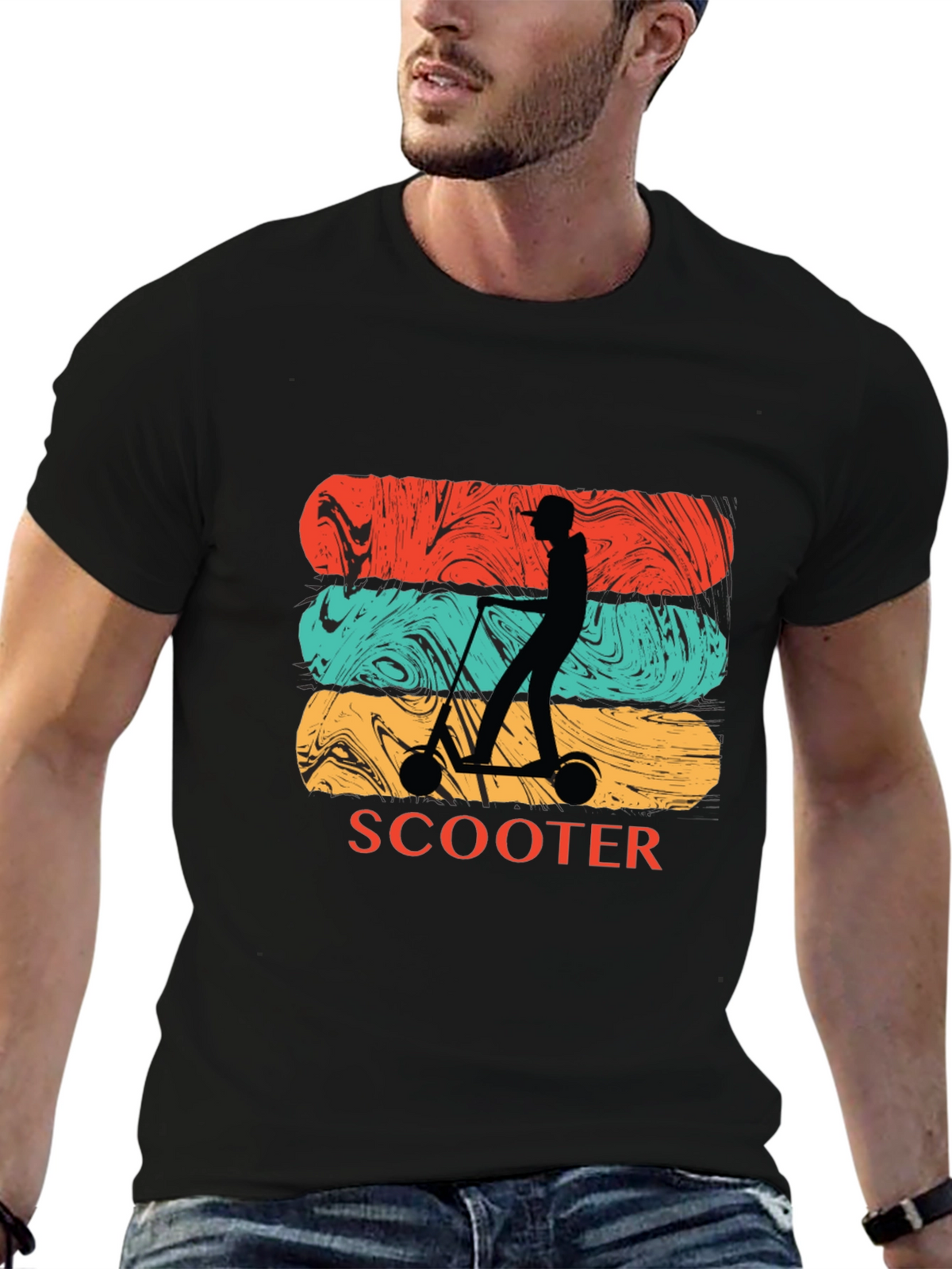 Retro Scooter Silhouette Graphic Tee