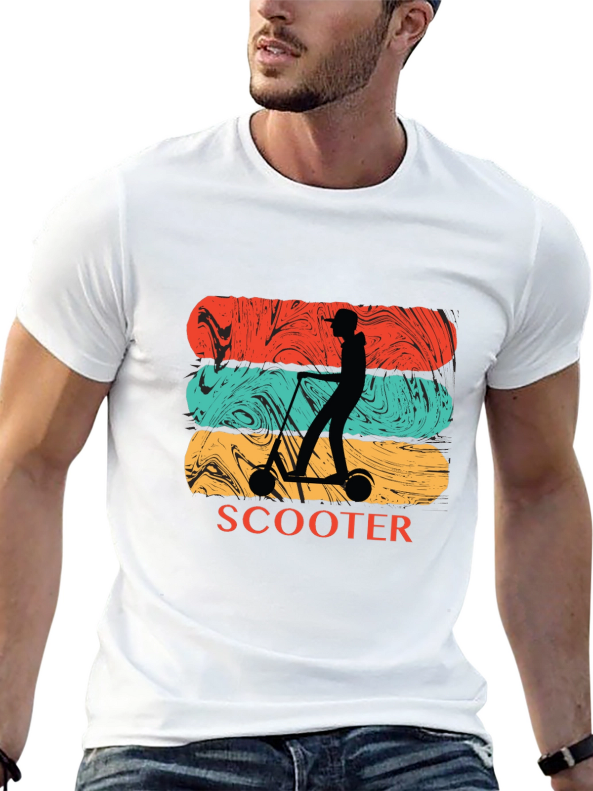 Retro Scooter Silhouette Graphic Tee