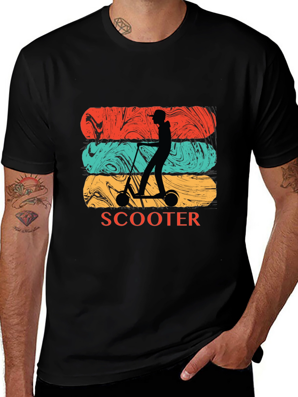 Retro Scooter Silhouette Graphic Tee