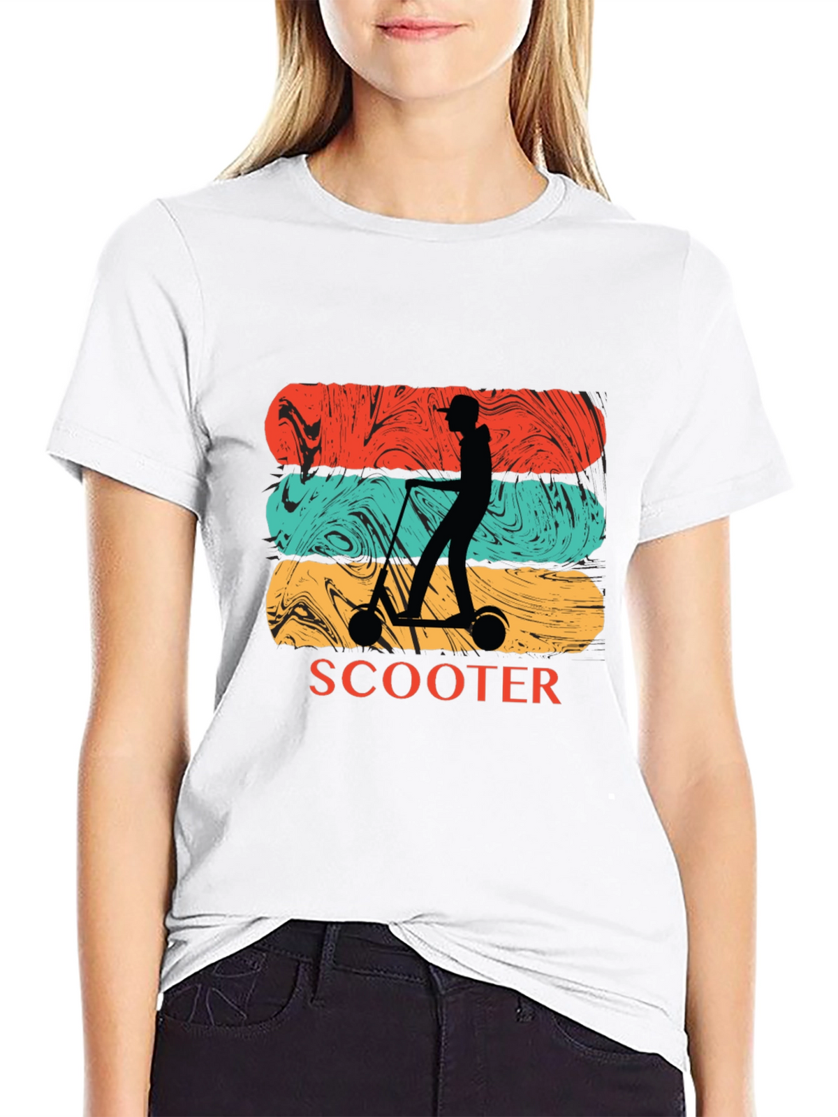 Retro Scooter Silhouette Graphic Tee