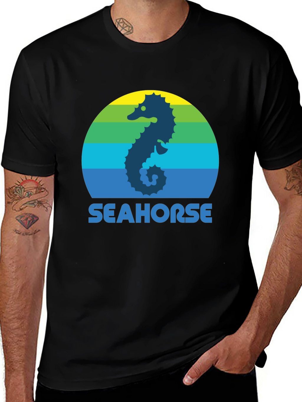 Seahorse Graphic Tee - Retro Style