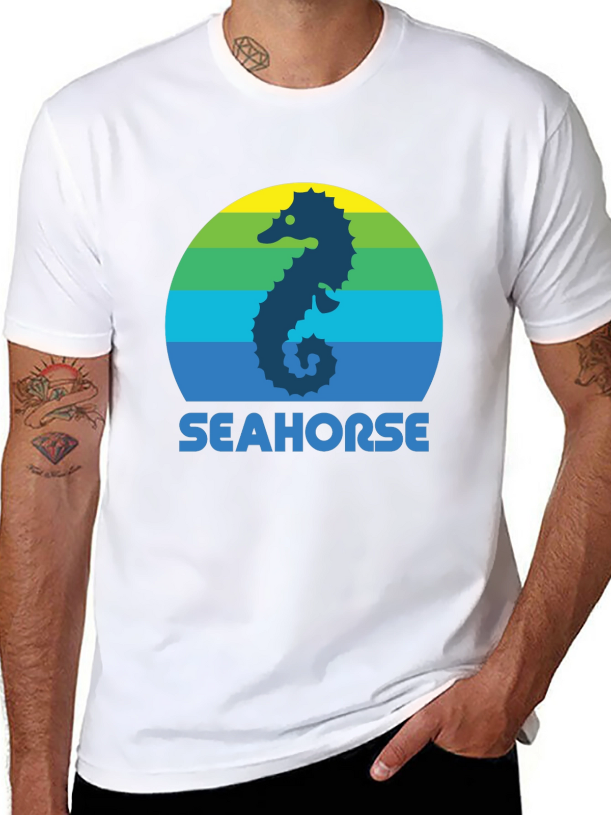 Seahorse Graphic Tee - Retro Style