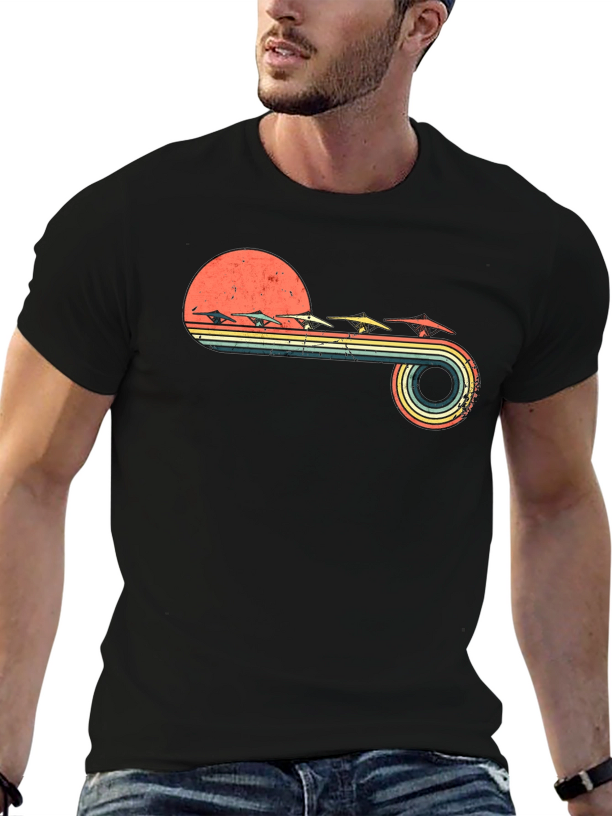Retro Hang Gliding Sunset T-Shirt