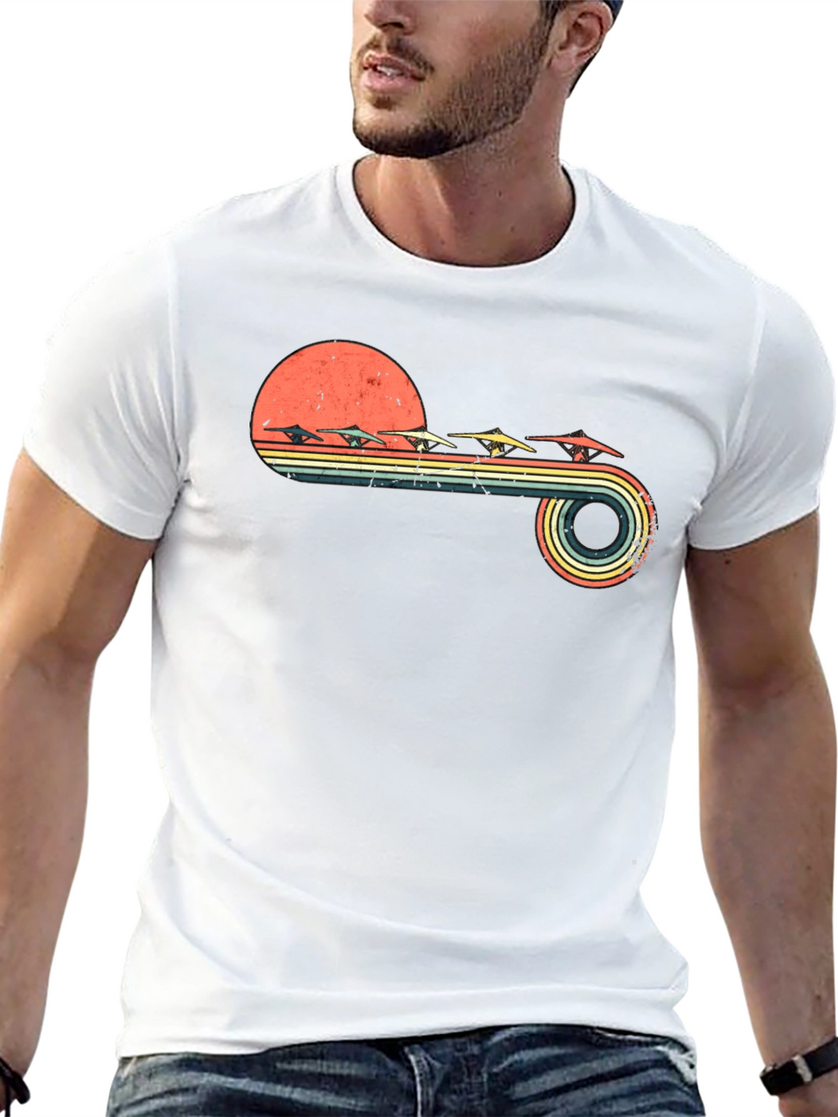 Retro Hang Gliding Sunset T-Shirt