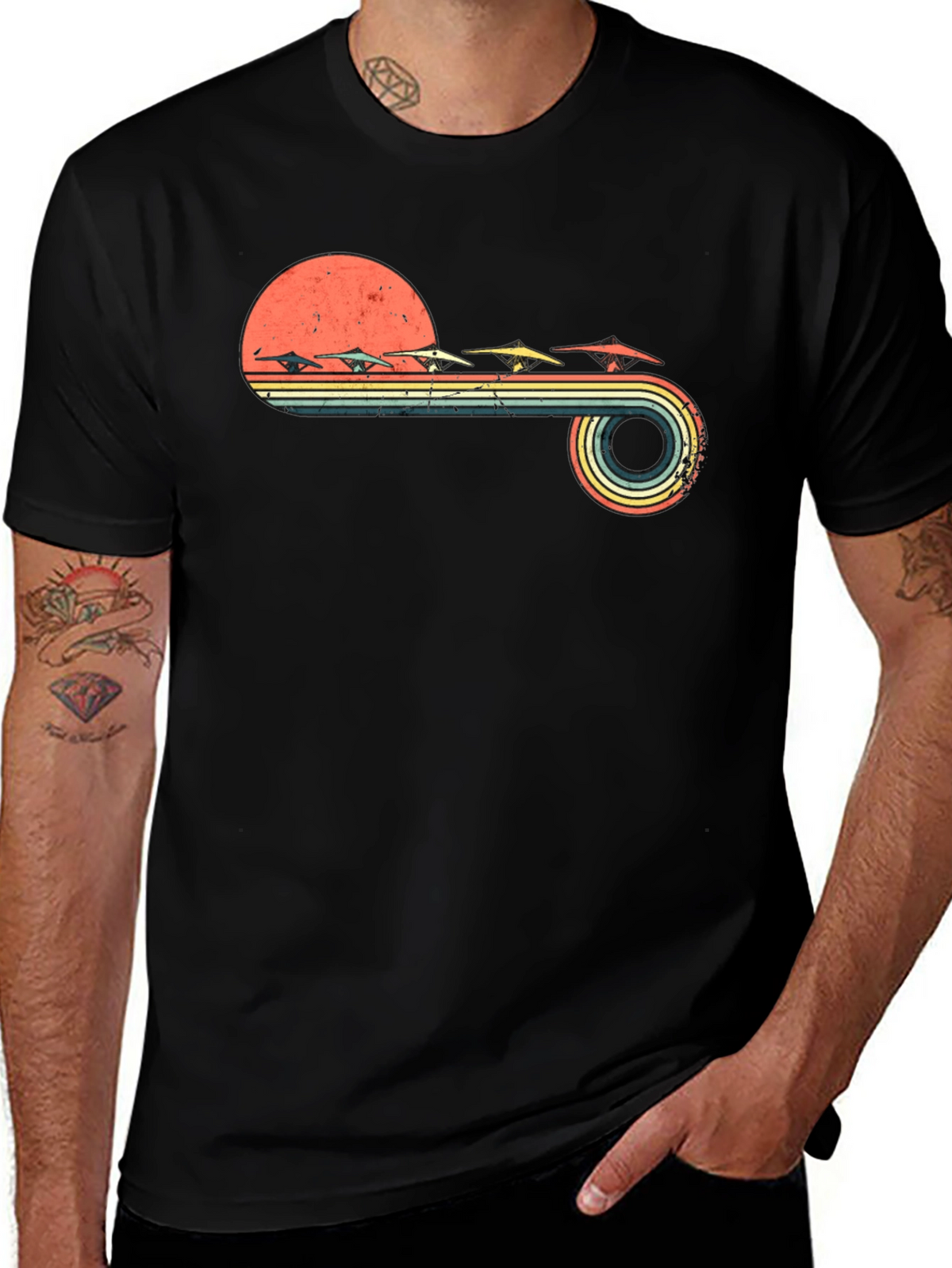 Retro Hang Gliding Sunset T-Shirt