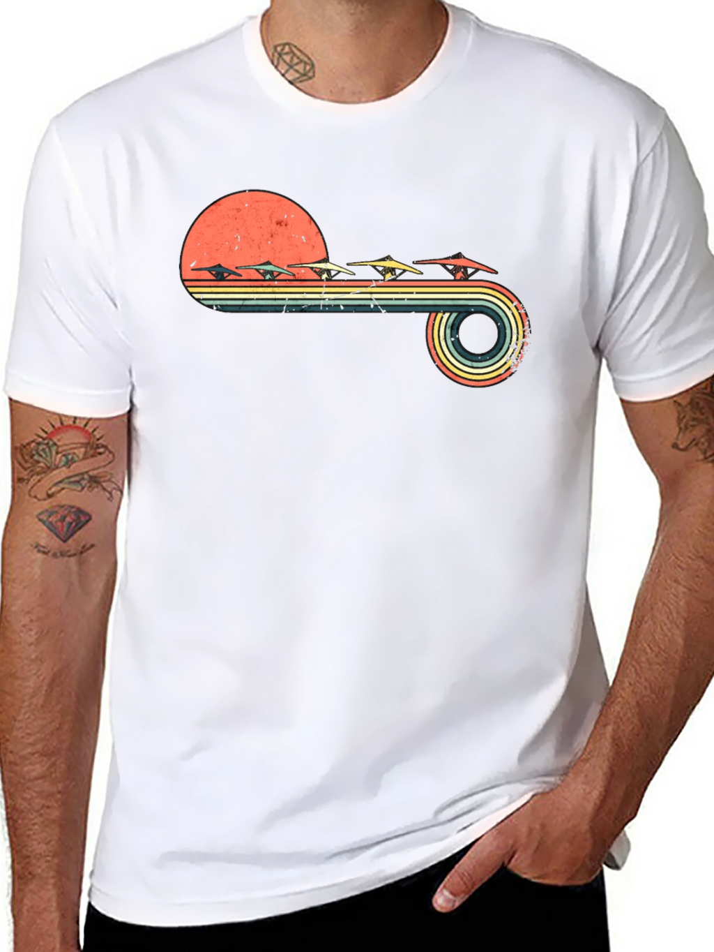 Retro Hang Gliding Sunset T-Shirt
