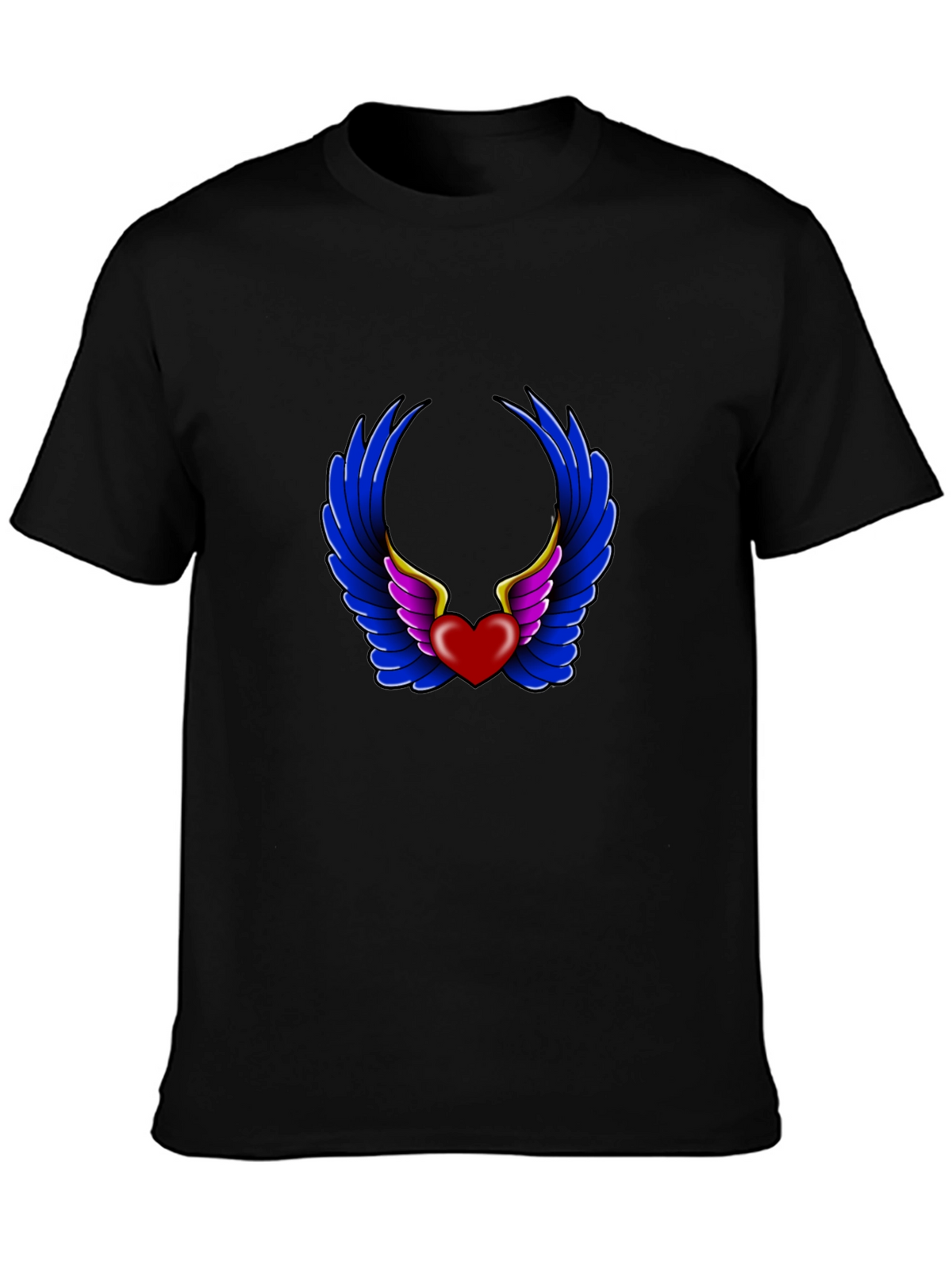 Heart with Wings Graphic Black T-Shirt