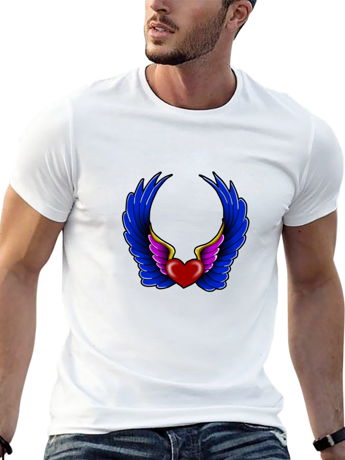 Heart with Wings Graphic Black T-Shirt