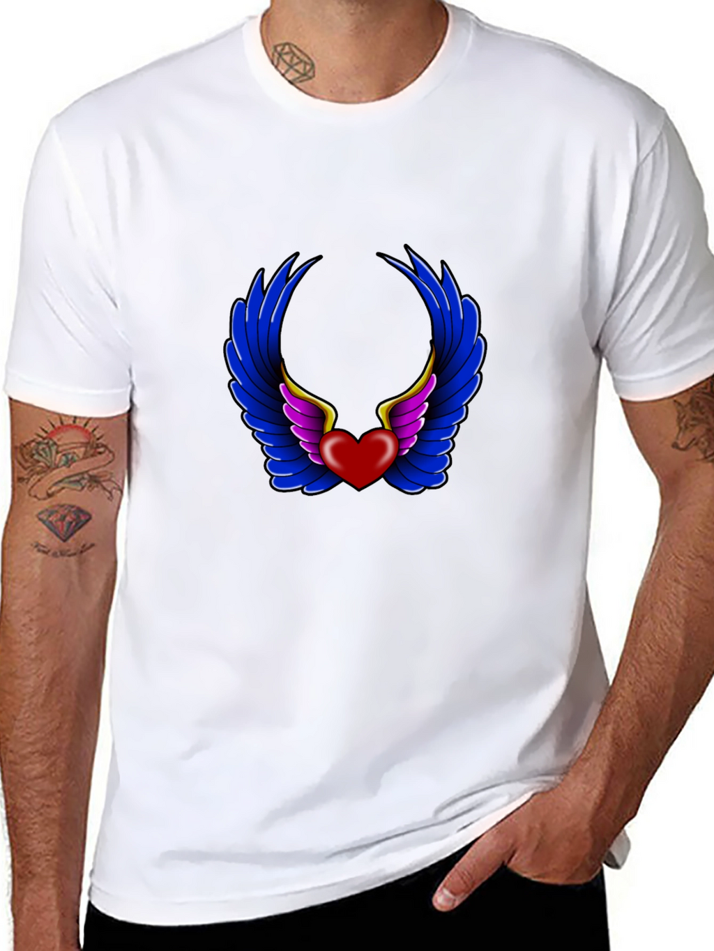 Heart with Wings Graphic Black T-Shirt