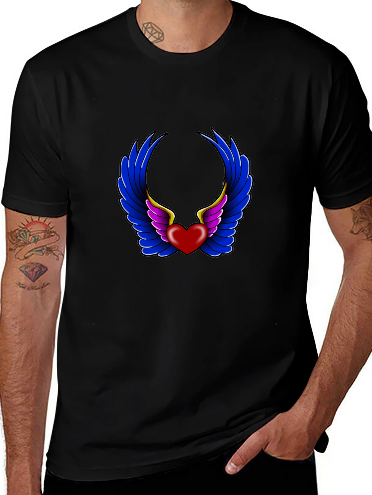 Heart with Wings Graphic Black T-Shirt