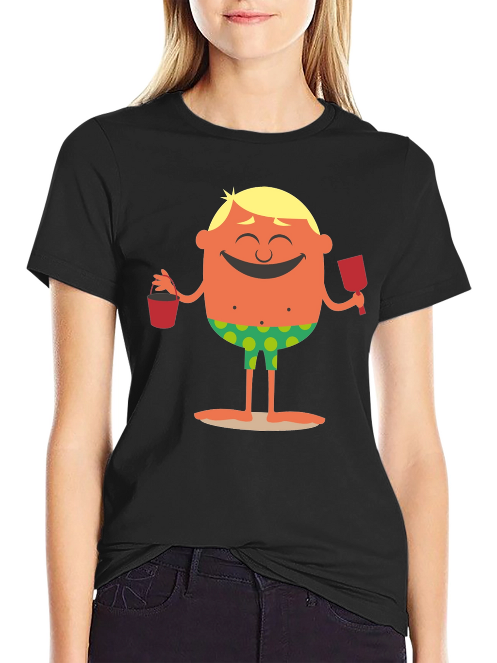 Cartoon Beach Dude Graphic T-Shirt