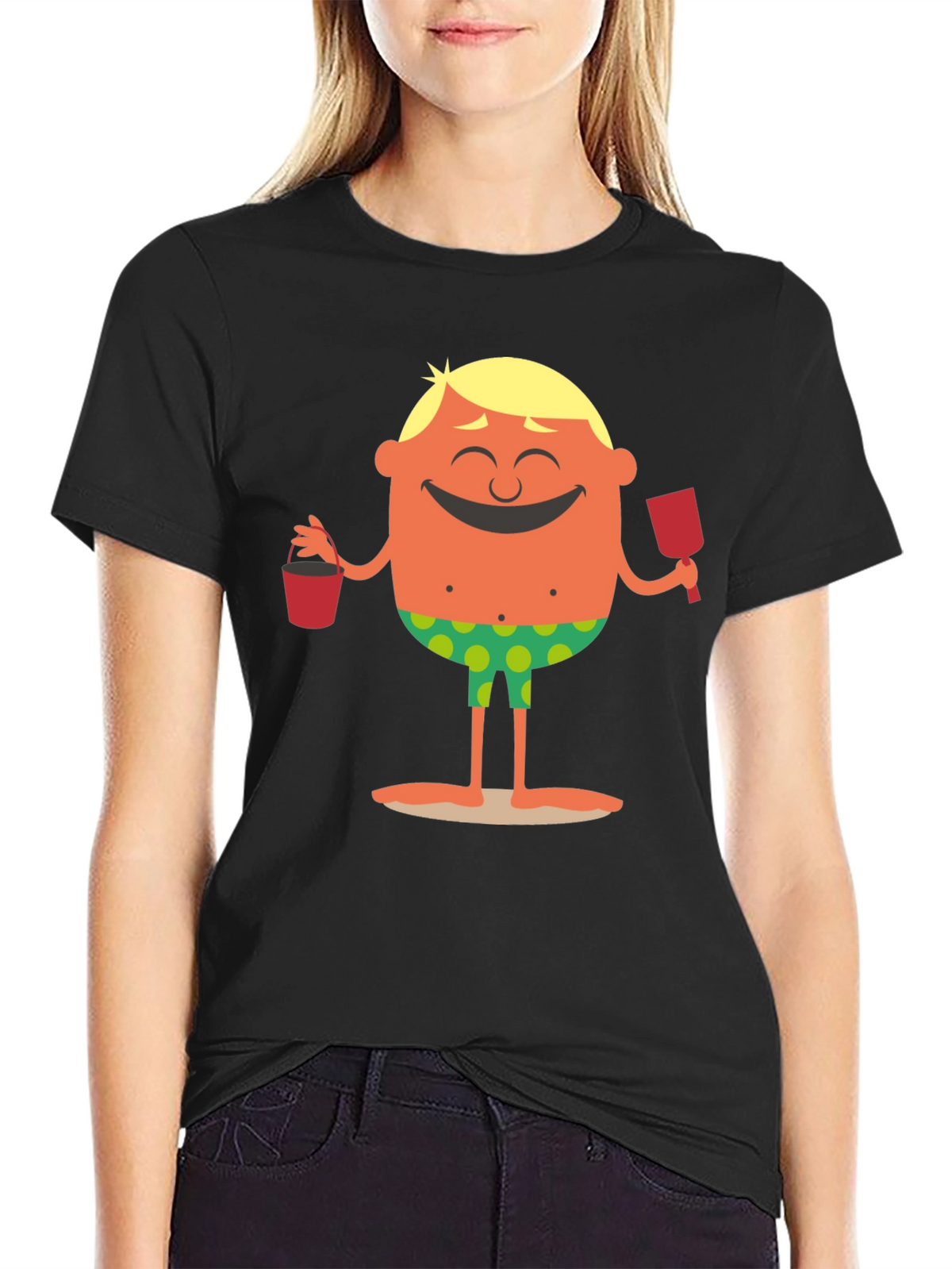 Cartoon Beach Dude Graphic T-Shirt