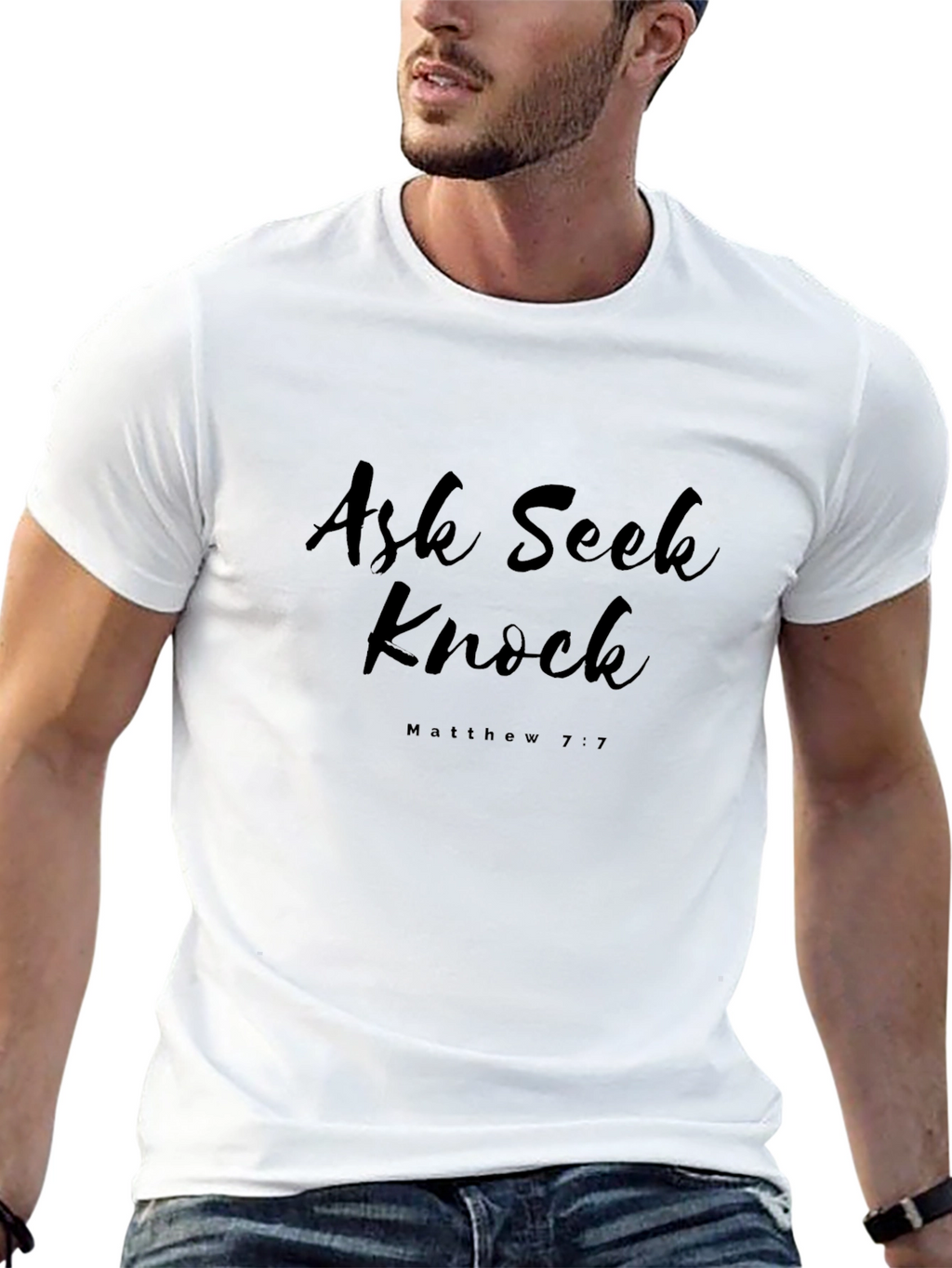 Ask Seek Knock Christian T-Shirt