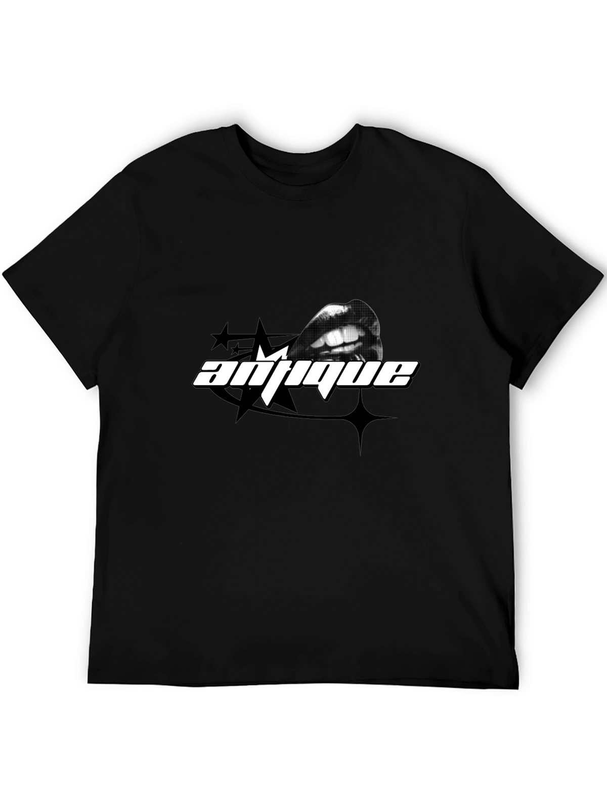 Antique Lips Graphic Black T-Shirt
