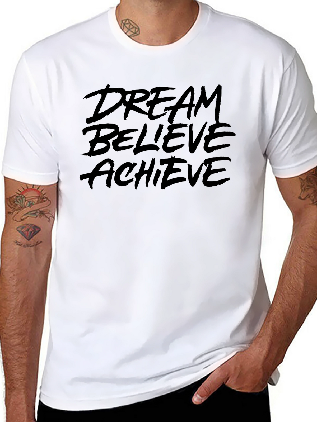 Dream Believe Achieve Black Graphic Tee