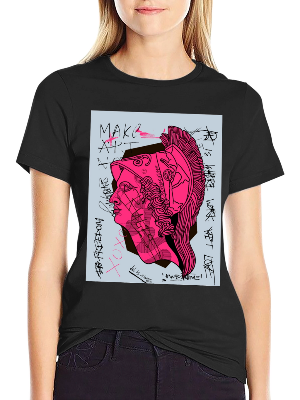 Graphic Print Tee - Ancient Greek Warrior Art
