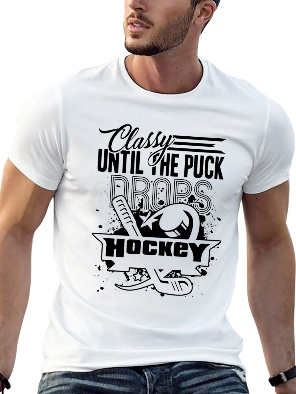 Classy Until the Puck Drops Hockey Graphic Tee
