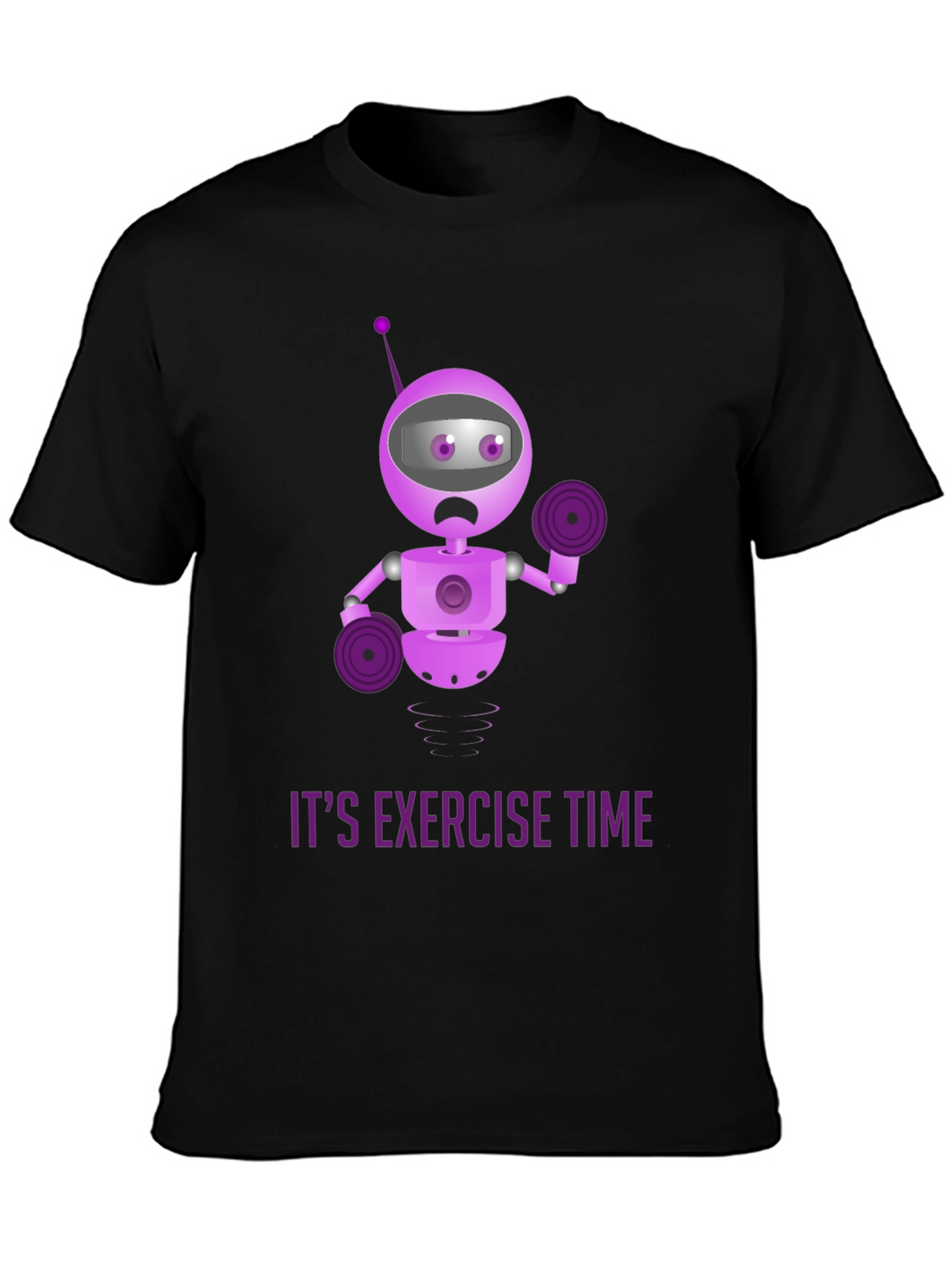Robot Exercise Time Black T-Shirt