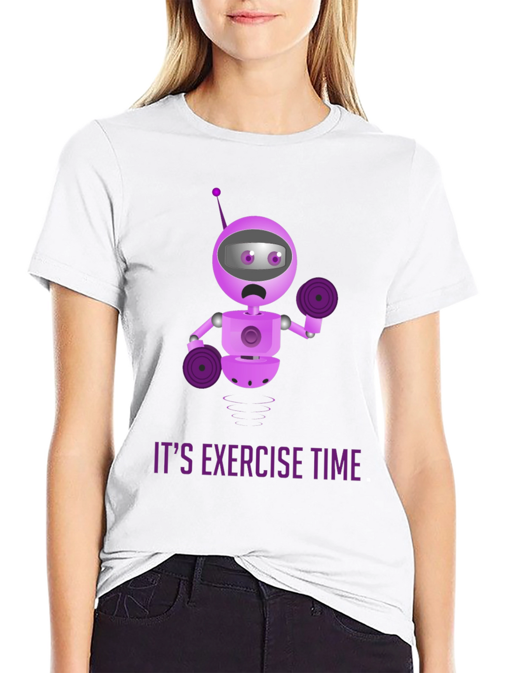 Robot Exercise Time Black T-Shirt