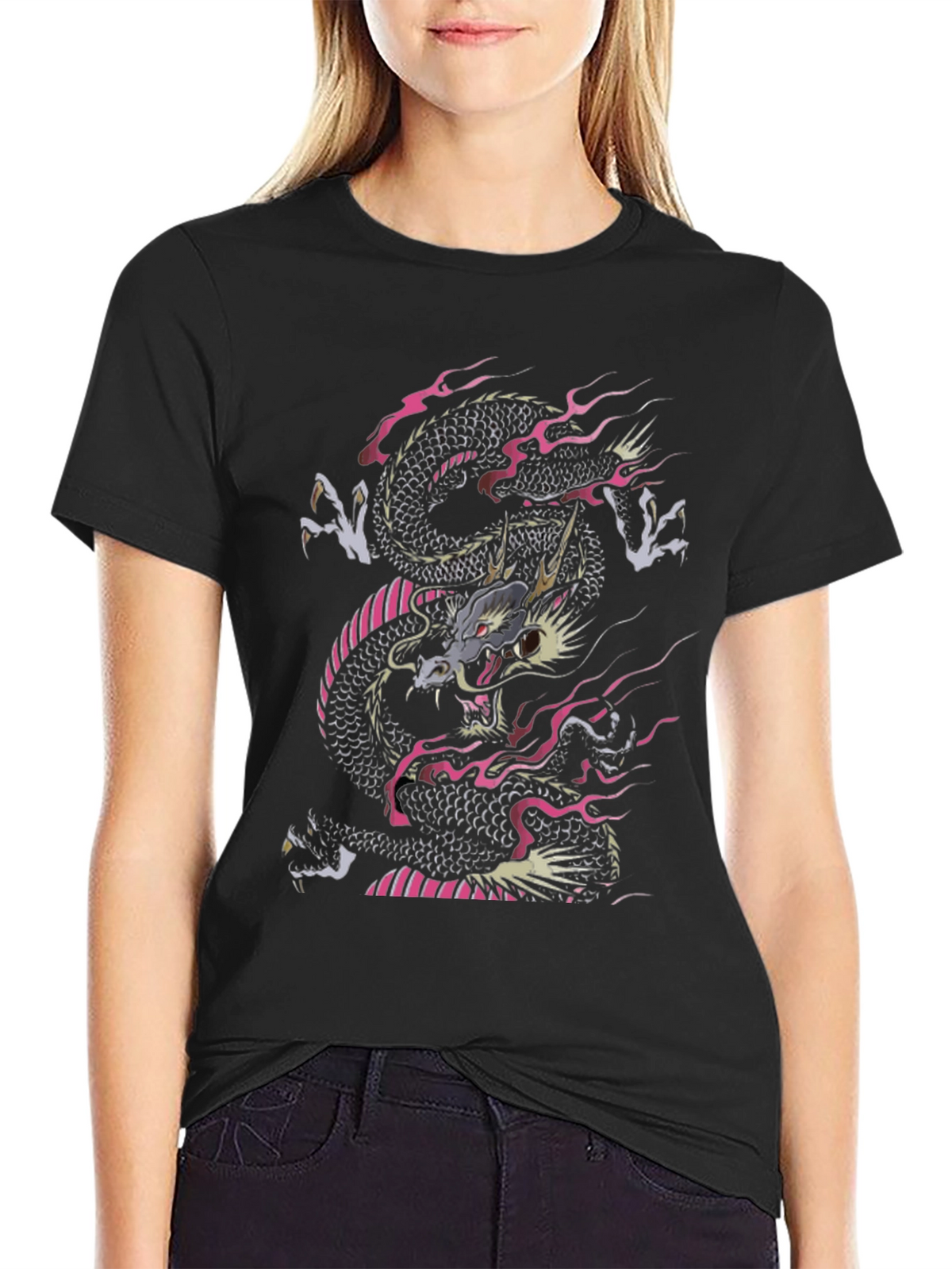 Dragon Print Black T-Shirt