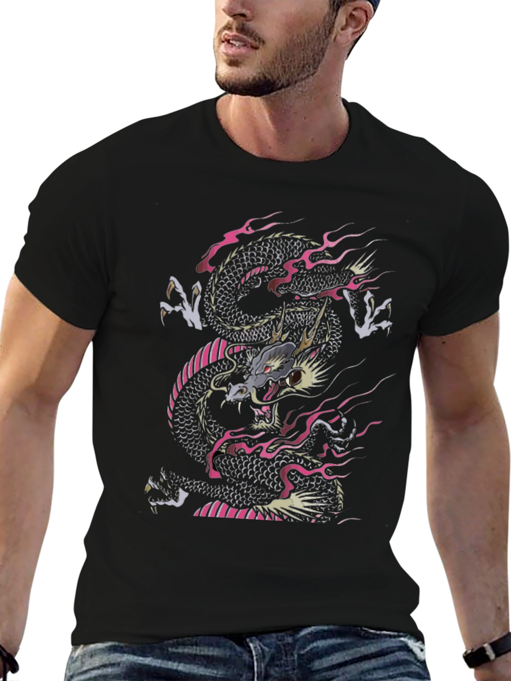 Dragon Print Black T-Shirt