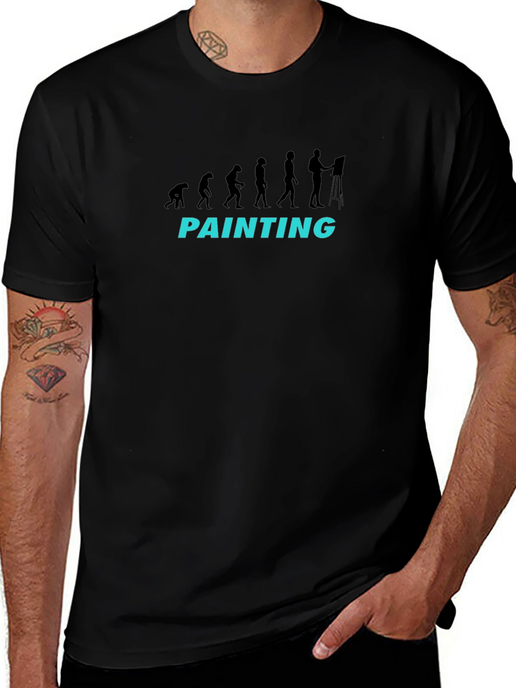 Evolution of Painting Black T-Shirt