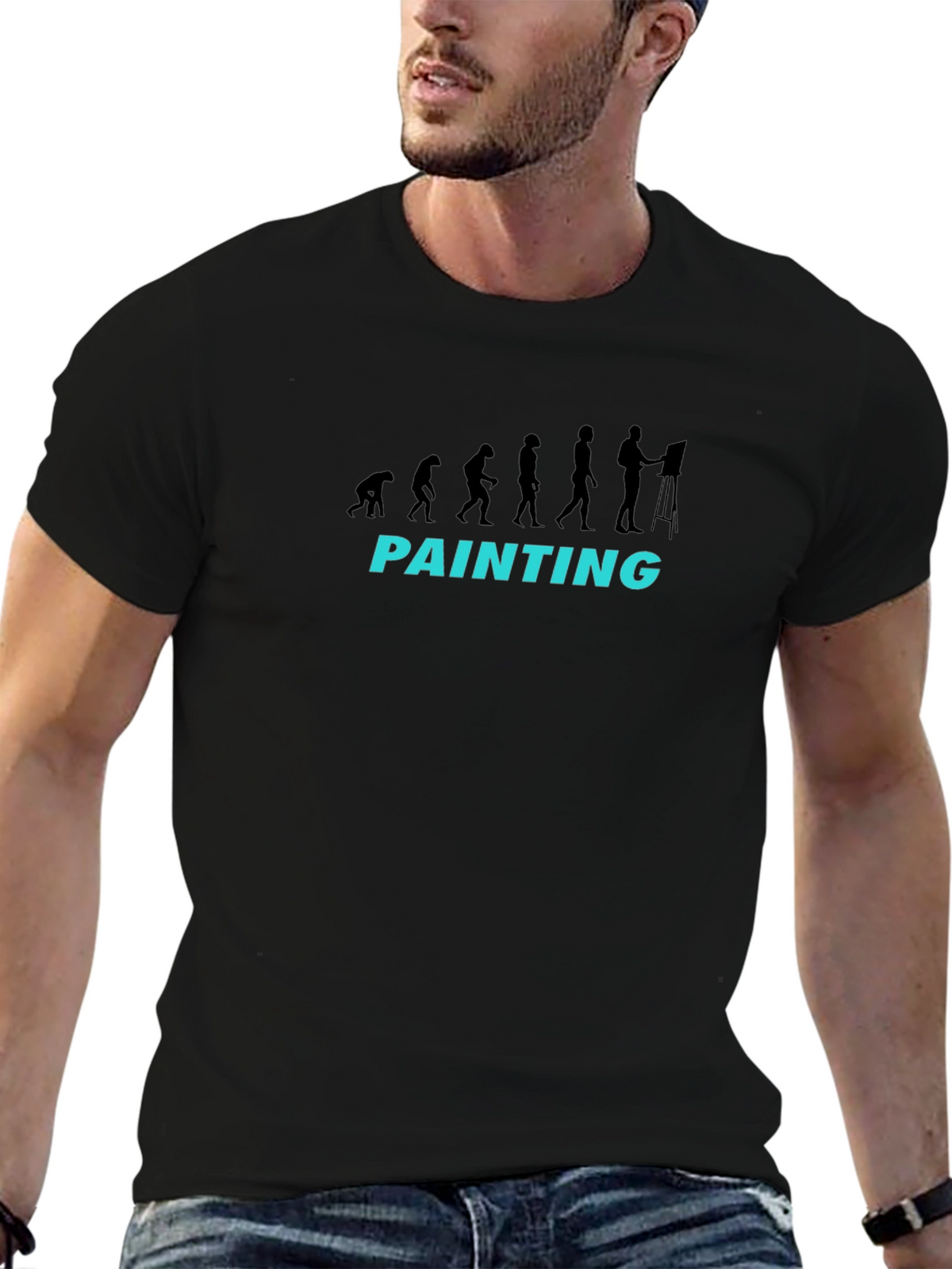 Evolution of Painting Black T-Shirt
