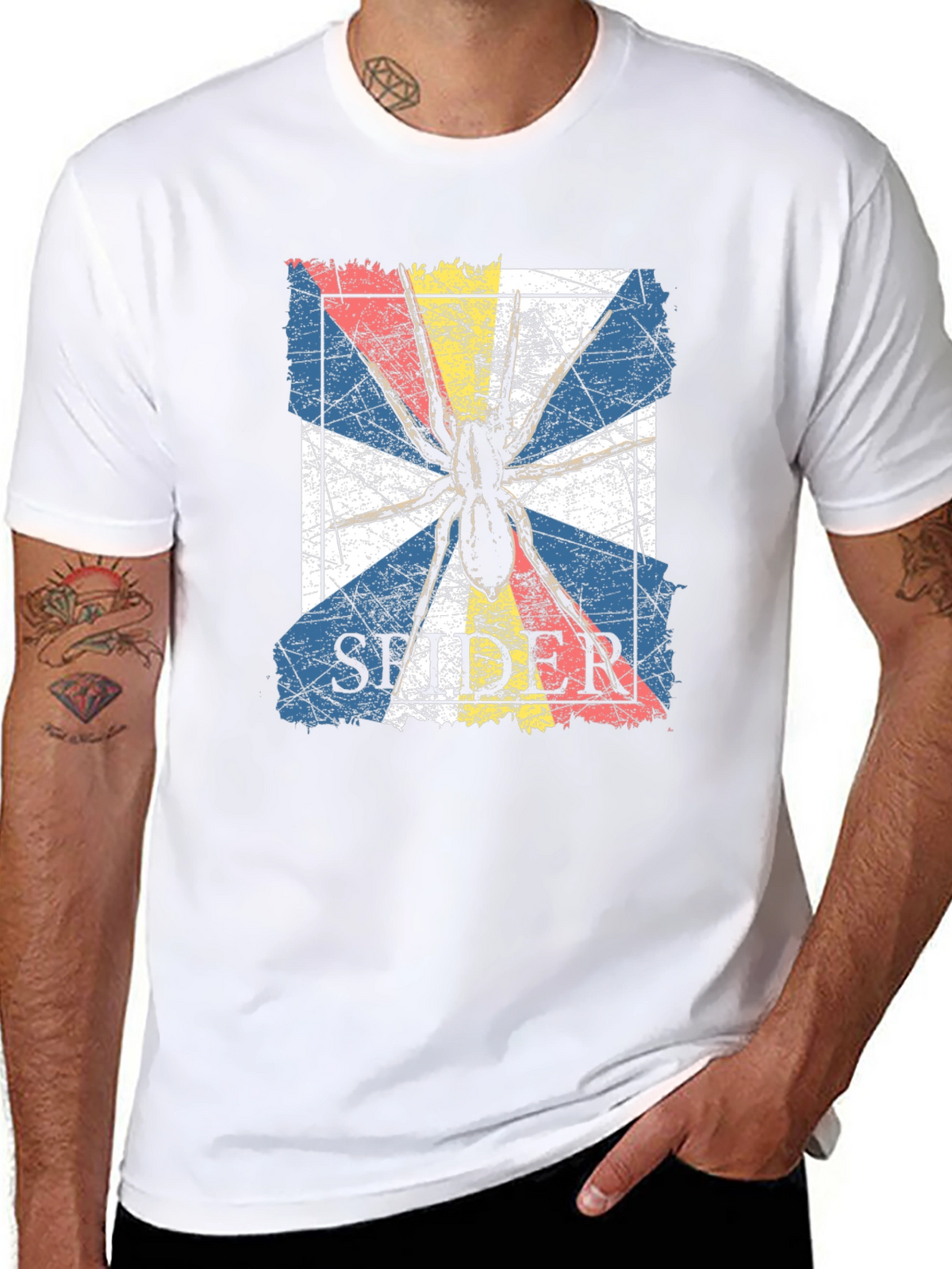 Spider Graphic Tee - Grunge Retro Design